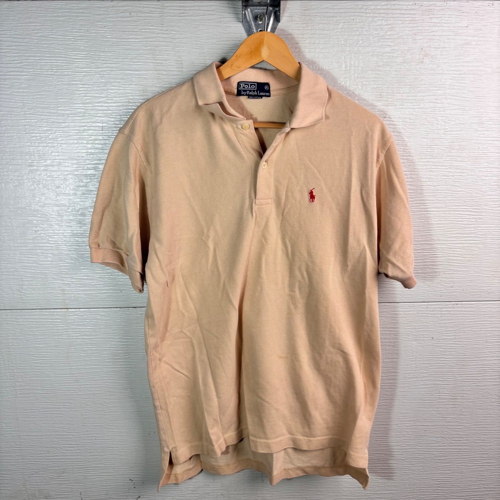 Polo Ralph Lauren Vintage 90s Beige Tan Polo Red Pony Cotton XL Preppy